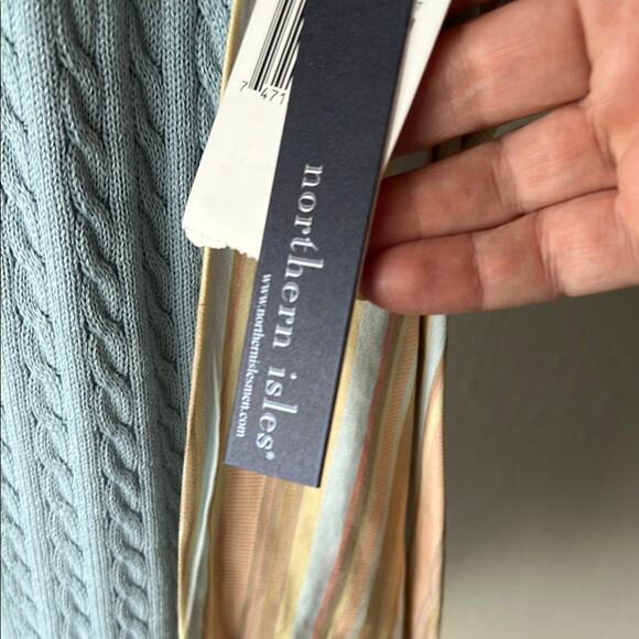 NWT Northern Isles Light Blue Cable Knit Sweater Vest and L/S Shirt - XL - Picture 3 of 9